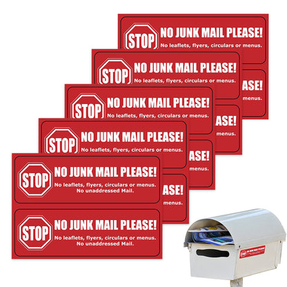 10 Pack Self Adhesive No Junk Mail Mailbox Stickers