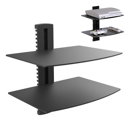 Two-Tier Tempered Glass Floating TV Media Shelf