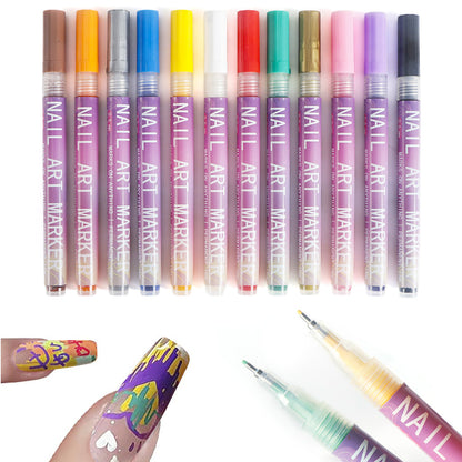 12-Color DIY Nail Art Paint Pen Set Nail Dotting & Drawing Pens for Manicure