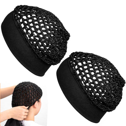2 Pack Rolled Edge Crochet Mesh Sleep Hair Bonnet Caps