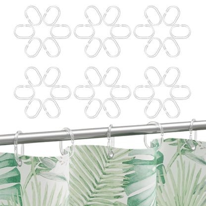 36 Pack Clear Plastic Shower Curtain Rings and C Shape Hooks for Bathrooms