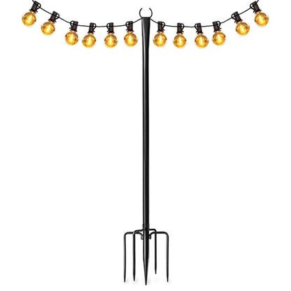 Outdoor Metal String Light Pole Garden Patio Support Stake