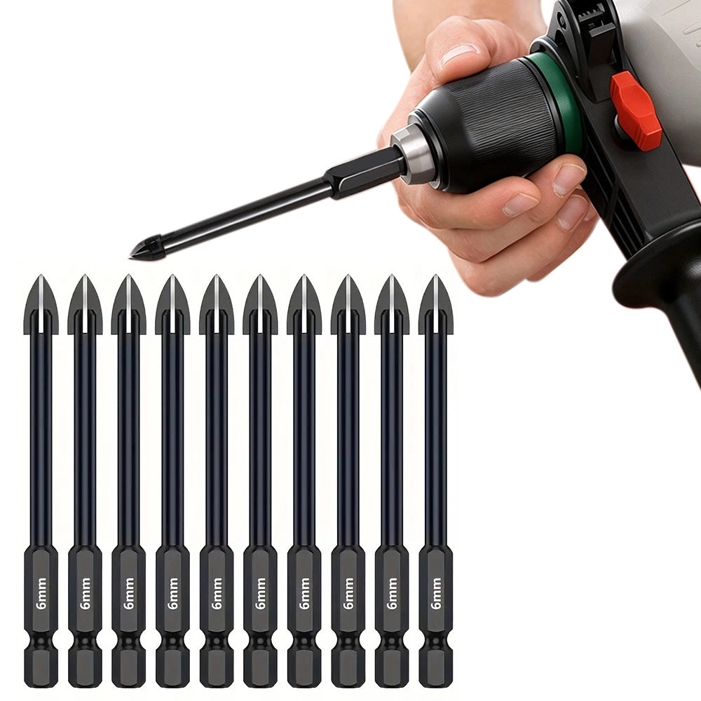10 Piece 6mm Hex Shank Tile Glass Mirror Ceramic Drill Bit Set