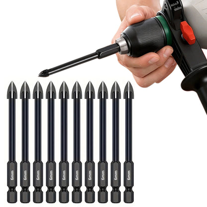 10 Piece 6mm Hex Shank Tile Glass Mirror Ceramic Drill Bit Set