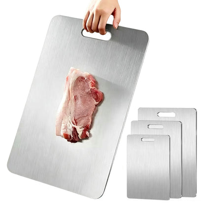 Dual Sided Stainless Steel Cutting Board with Hanging Hole