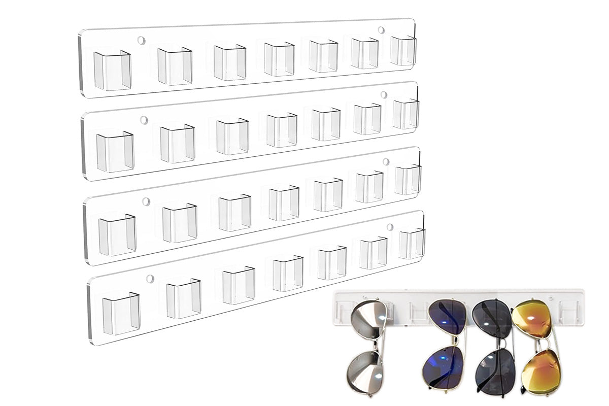 2Pcs Sunglasses Rack Wall Clear Acrylic Wall Mount Glasses Holder Glasses Storage