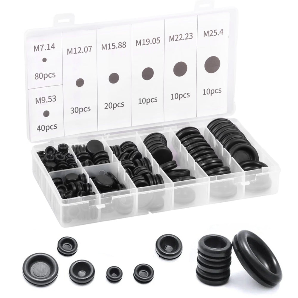 200 Piece Auto Rubber Grommet Fastener Tool Kit in 7 Sizes