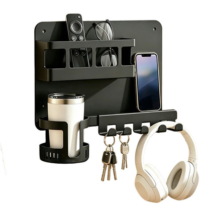 Hanging Metal Bedside Wall Shelf with Cup Holder Wall Organizer