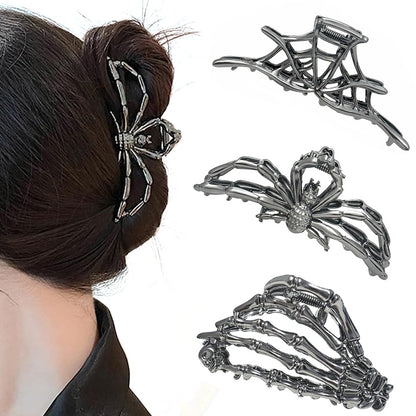 3 Piece Halloween Hair Claws Unique Bat Spider Skull Hair Clips