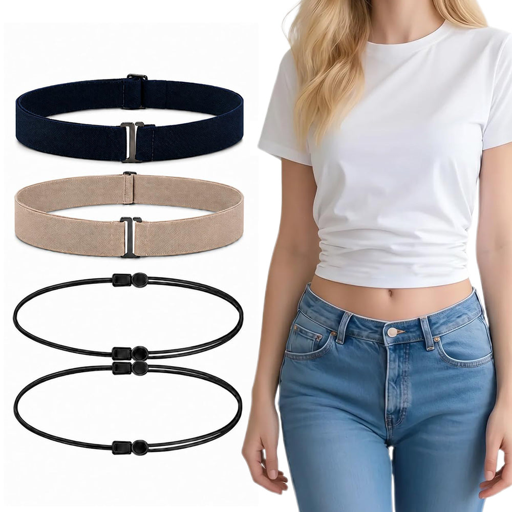 4 Adjustable Elastic Shirt Tuck Bands for Crop Hem Styling for Women
