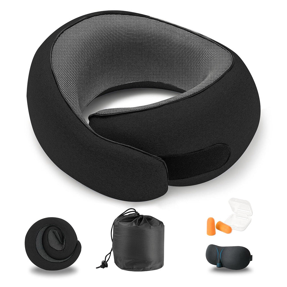 Travel Neck Pillow Set with Eye Mask Earplugs Bag