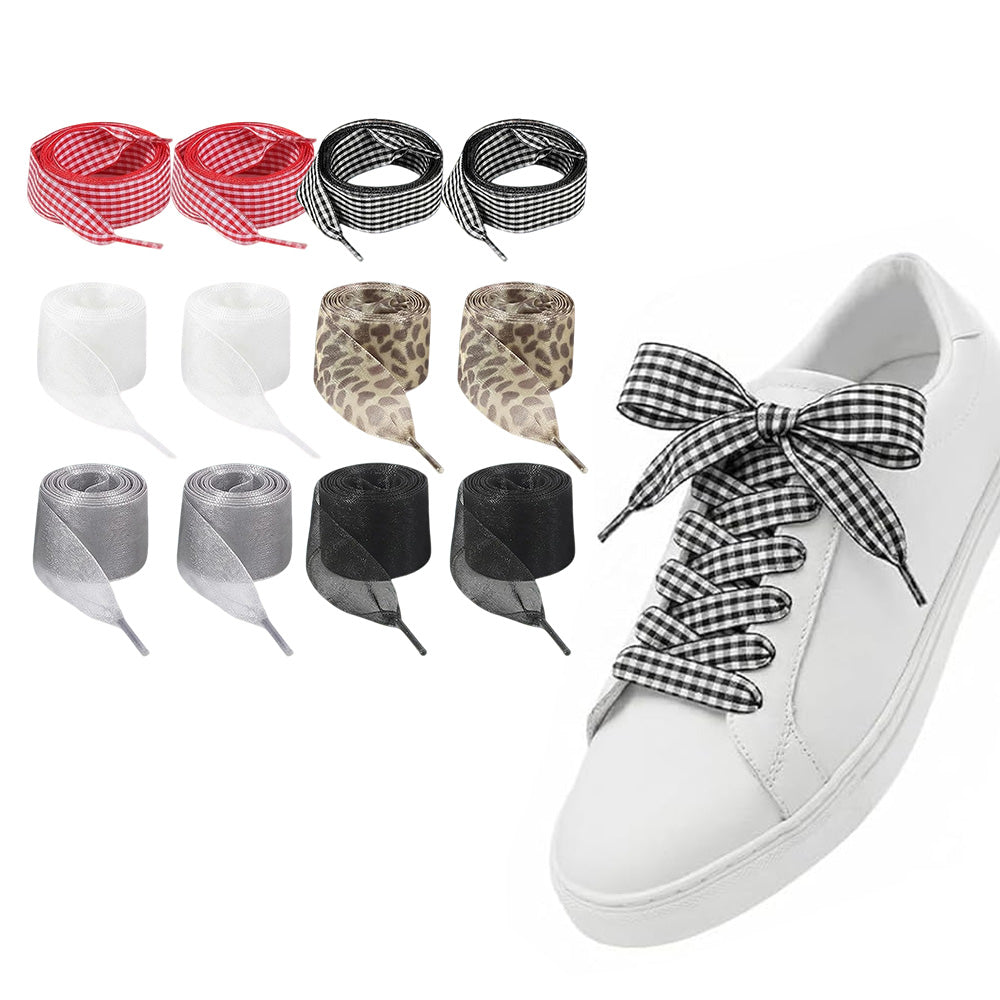 6 Pairs Wide Satin Ribbon Replacement Shoelaces