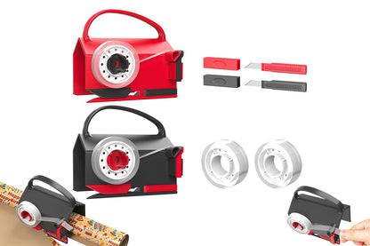 2-Pack Wrapping Paper Cutter and Tape Dispenser Dual-Use for Holiday Gift Wrap