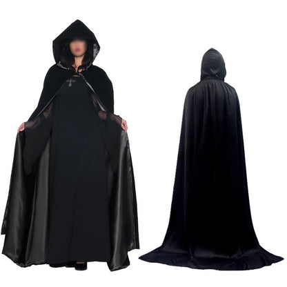 Halloween Cape with Hood for Men and Women Hooded Cloak