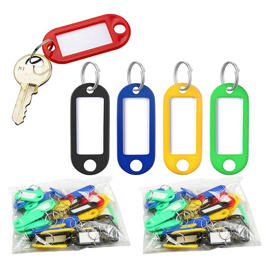 100Pieces Plastic Key Ring Name Tags Keychain Luggage Color ID Labels