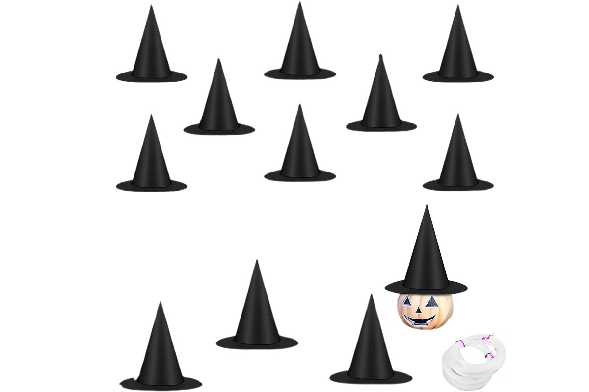 12 Pcs Halloween Witch Hats Costume Accessories Wizard Hats with Nylon Rope for Indoor Outdoor Decorations