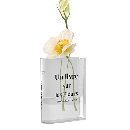 Book Vase for Flowers Room Decor Clear Flower Vase Bookshelf Bedroom Home Office Decor Style 4