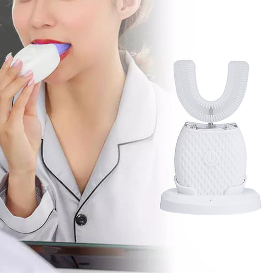 U Shaped Automatic Toothbrush Ultrasonic Electric Toothbrush for Adults White