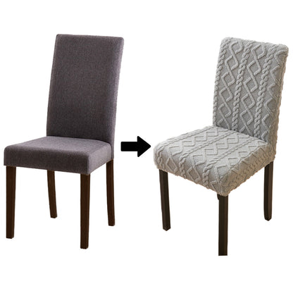 Set of 4Pcs Stretch Dining Room Chair Covers Jacquard Chair Slipcovers Removable Washable Gray