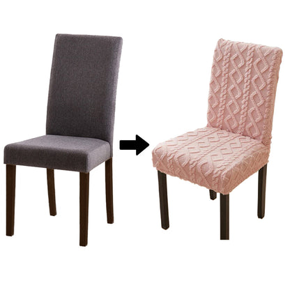 Set of 4Pcs Stretch Dining Room Chair Covers Jacquard Chair Slipcovers Removable Washable Pink