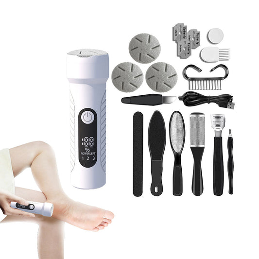 Electronic Foot File Grinder Set Electric Callus Remover Foot Pedicure Tool White