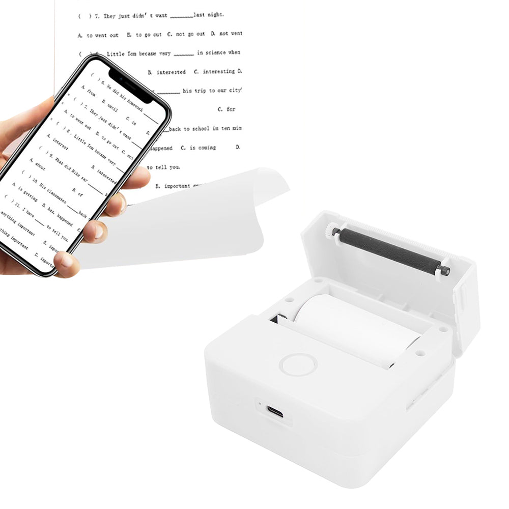 Bluetooth Mini Pocket Printer Thermal Printer Inkless Photo Printer for Learning Assistance Study Notes White