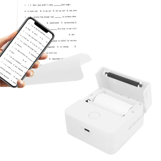 Bluetooth Mini Pocket Printer Thermal Printer Inkless Photo Printer for Learning Assistance Study Notes White