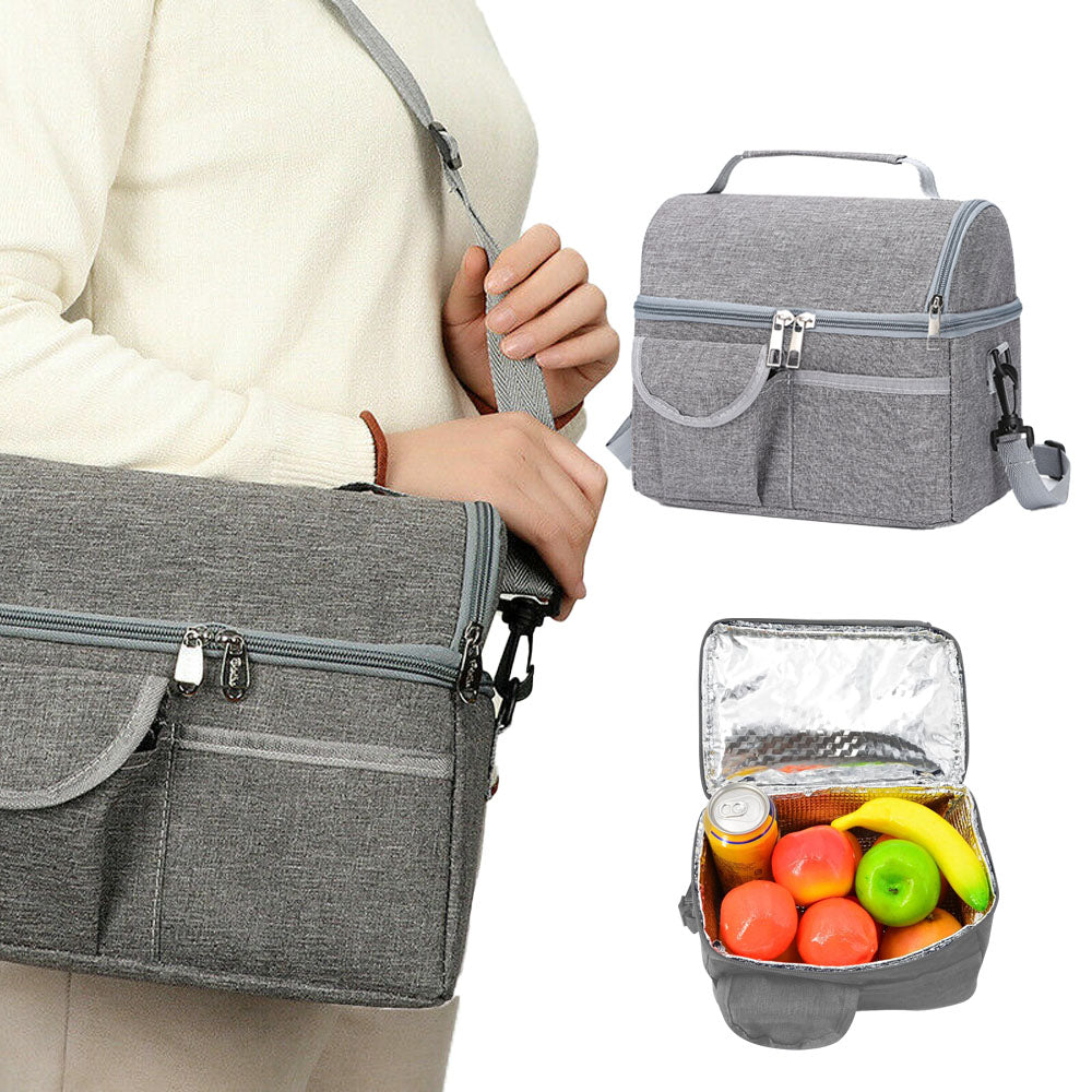 Insulated Lunch Bag Lunch Tote Lunch Box Baby Milk Carrying Bag for Work Picnic Hiking Gray