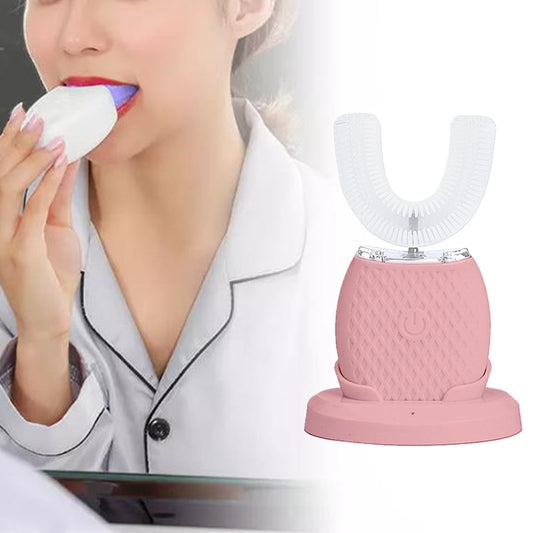 U Shaped Automatic Toothbrush Ultrasonic Electric Toothbrush for Adults Pink