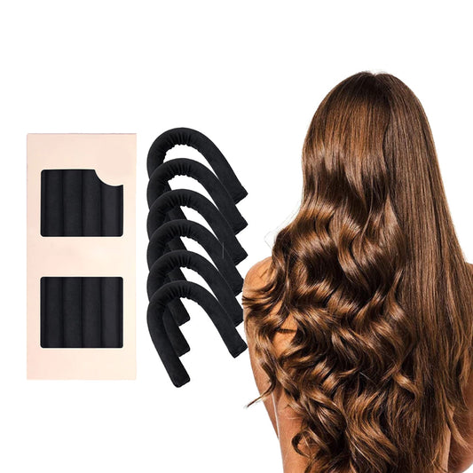 6Pcs Set Heatless Hair Curlers Flexible Hair Curling Rods Overnight Curls Hair Styling Tools Black