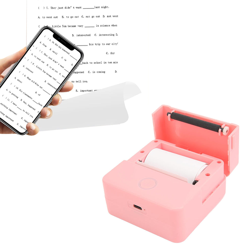 Bluetooth Mini Pocket Printer Thermal Printer Inkless Photo Printer for Learning Assistance Study Notes Pink