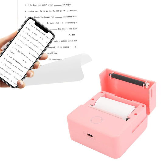 Bluetooth Mini Pocket Printer Thermal Printer Inkless Photo Printer for Learning Assistance Study Notes Pink
