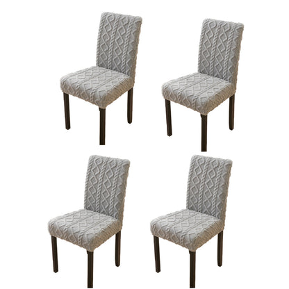 Set of 4Pcs Stretch Dining Room Chair Covers Jacquard Chair Slipcovers Removable Washable Gray