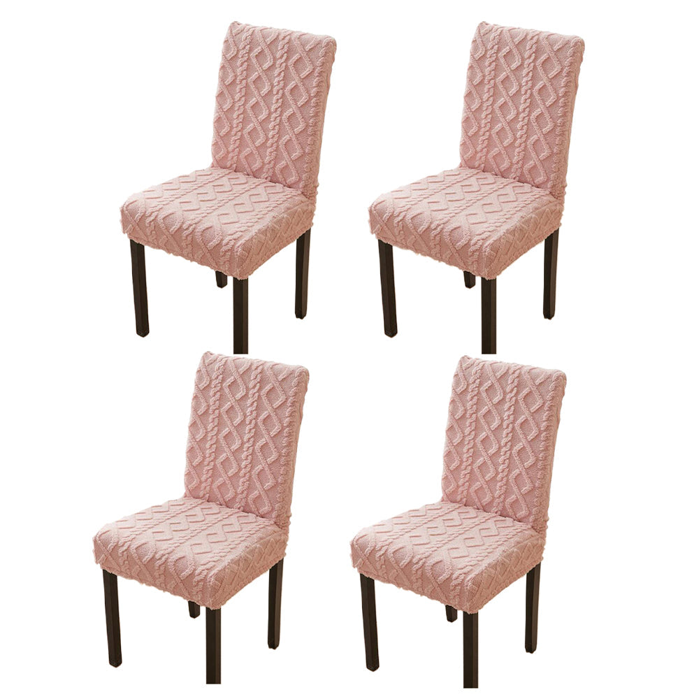 Set of 4Pcs Stretch Dining Room Chair Covers Jacquard Chair Slipcovers Removable Washable Pink