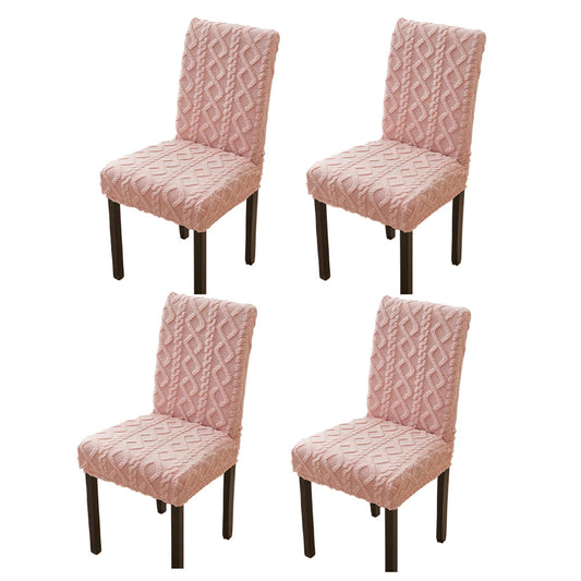 Set of 4Pcs Stretch Dining Room Chair Covers Jacquard Chair Slipcovers Removable Washable Pink