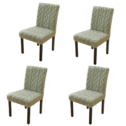 Set of 4Pcs Stretch Dining Room Chair Covers Jacquard Chair Slipcovers Removable Washable Green