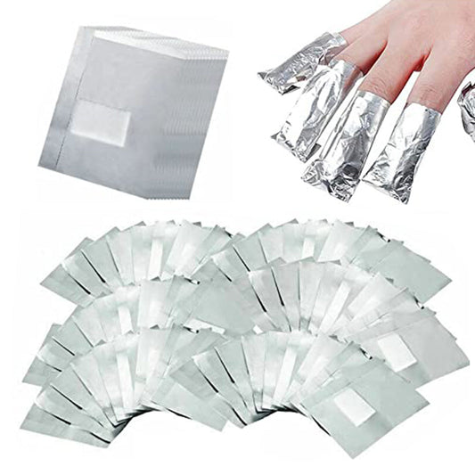 100Pcs Nail Polish Remover Gel Nail Foil Wraps Aluminium Soak Off Finger Nail Polish Removal Tools with Cotton Pad